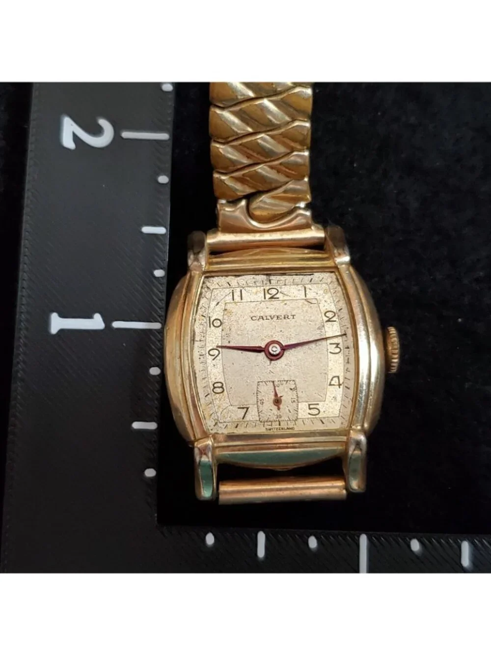 Vintage Mens Calvert Watch Gold Filled Expansion Band READ